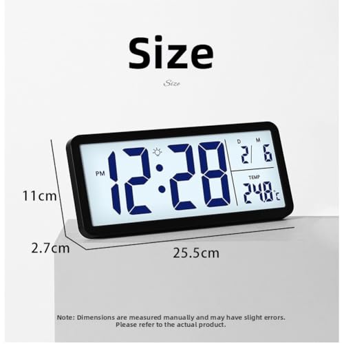 Grande horloge murale LCD à veilleuse douce et capteurs météo - 8