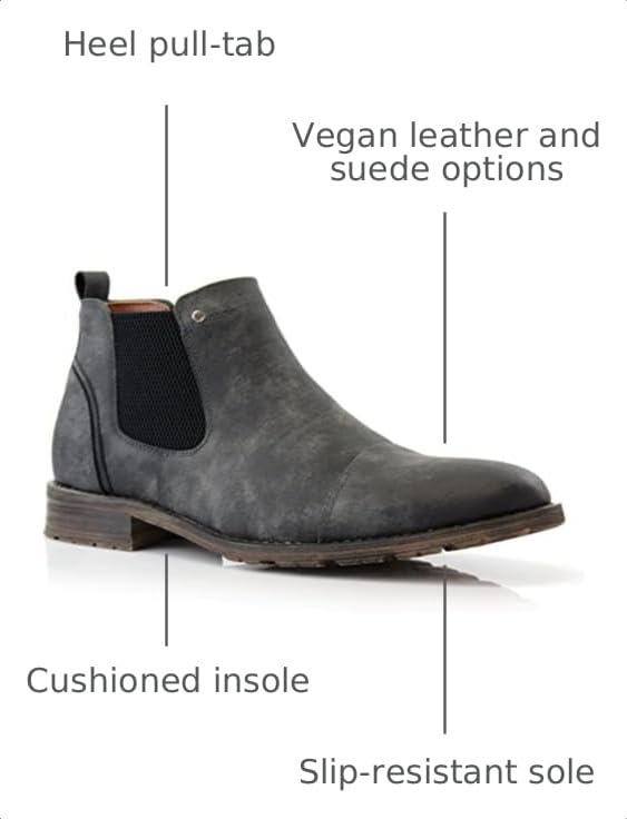 Image of Ferro Aldo Men's Chelsea Boots | Pull-On Ankle Boot in Plain Toe, Cap Toe & Wingtip Brogue Styles | For Casual, Dress, Work & Formal Events