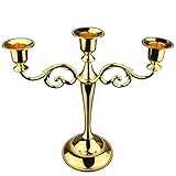 Retro Metal Candlestick 3 Arms 10" Tall Candle Holder Wedding Event Candelabra Candle Stand