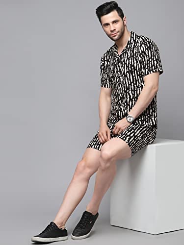 Image of Rigo Printed Co-Ord Set for Men's | Casual Shirt & Shorts Night Suit Set | Lounge-wear Nightdress Pajama Set for Men's | Night Wear, Beach Wear, Vacation Wear Outfit