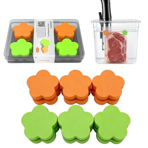 MOMODA Sous Vide Magnets 12Pcs (6 Orange&6 Green)–Food-Grade Silicone Coated Weights, Keep Bags Submerged, Multi-Use for Cooking, Display, Home&Office,Magnetic Weights Works on All Sous Vide Machines