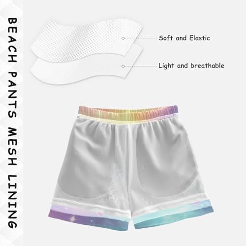 Pigsaly Boys' Swim Board Shorts Rainbow Unicorn Stars Galaxy Boy's Swim Trunks Kids Swimwear XS4