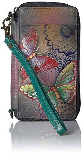 Anna by Anuschka Women's Hand-Painted Genuine Leather Smartphone Case & Wallet - Butterfly Paradise
