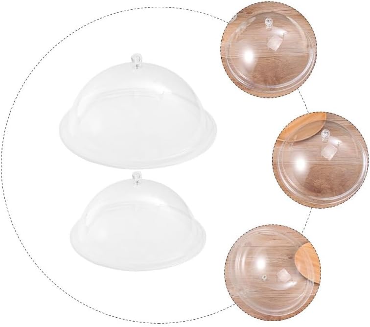 2 Pack Round Transparent Acrylic Food Dome Covers, 11.02 x 11.02 x 4.72 Inch, Reusable Food Protectors for Fresh Keeping, Heat Preservation, Kitchen and Entertaining