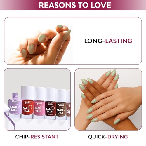 Image of Glam21 Nail Tale Nail Polish | Glossy Gel Finish | Rich Pigmentation | Chip Free | Quick Drying Formula | Long Lasting Nail Polish for Women | 9ml | Shade-10
