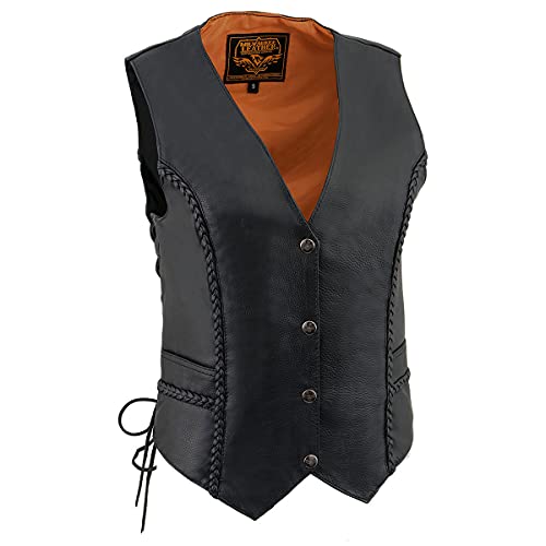 Image of Milwaukee Leather Women's Premium Classic Leather Motorcycle Rider Vest w /Adjustable Side Laces