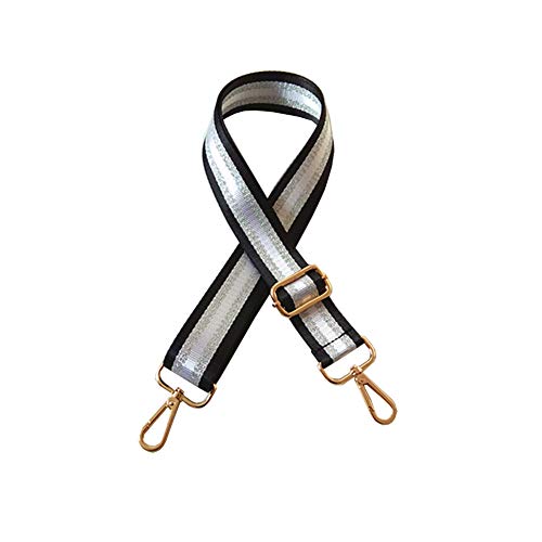 Umily 3,8 cm de ancho Longitud ajustable de 80-130 cm Correa de bolso bolso colorido Multicolor Lona Correa de repuesto Correa cruzada Oro Metal