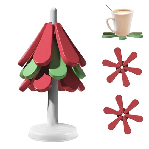 Sottobicchieri Silicone, dellyy Antiscivolo Silicone Coaster, Sottobicchieri da Tavola, Sottobicchieri Tazze Bevande, Sottobicchieri Calici Vino, Sottobicchiere Isolante Antiscivolo (Colore-RD)