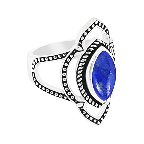 Marquise Shaped Natural Gemstone Solitaire Statement Rings for Women - 925 Silver Overlay Birthstone Ring Jewelry Gifts for Mom Wife Sister2