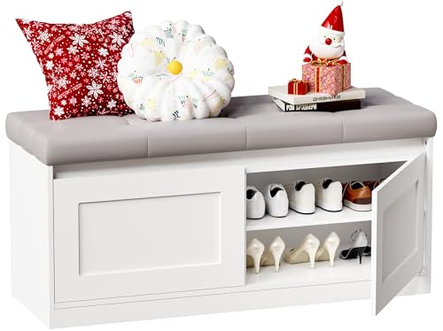 BEWISHOME Shoe Storage Bench, Shoe Bench with Padded Seat Cushion,