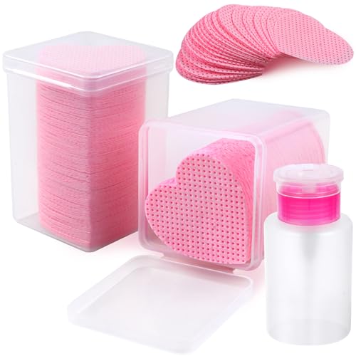 400PCS Nail Cotton Pads,1 Pull-Down Pump Dispenser Bottle, Super Absorbent Soft Non-Woven Eyelash...