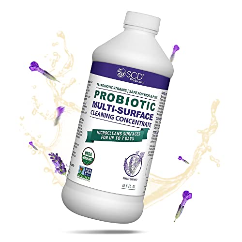 SCD Probiotics All-Purpose Probiotic Household Cleaning Concentrate with Lavender Essential Oil, USDA Certified Organic Plant-Based Enzyme Cleaner, Microcleans Surfaces for Up to 7 Days – 17 Fl Oz