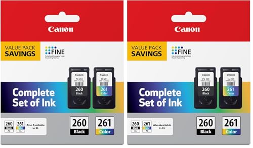 Image of Canon PG-260 / CLI-261 Genuine Ink Value Pack (2 Cartridges),Compatible with TS5320,TR7020,(Pack of 2)