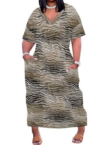 Image of SUZONANA Plus Size Dresses for Curvy Women African Print American Dress Summer Outfits Casual Loose with Pocket