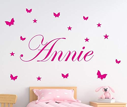 Personalised Girls Star & Butterfly Wall Art. Bedroom Wall Art. Comes in a Range of Colours. (Large)