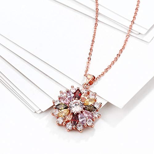 Bijoux Cristal de Zircon coloré Pendentif Rond Lune Fleur Collier