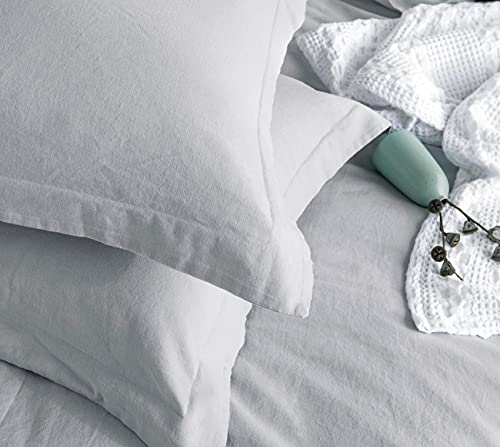 Merryfeel Linen Duvet Cover Set King Size,100% French Flax Linen Grey Duvet Cover Set,3 Pieces Basic Style Natural Linen Beding Set (1 Duvet Cover With 2 Pillwoshams)- King Grey #TOP3