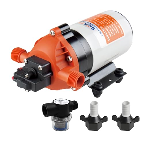 SEAFLO 12V 1.6 GPM 100 PSI 34 Series Water Pressure Diaphragm Pump | Continuous Duty, Built-In Pressure Switch, Self-Priming, and 4-Year Warranty