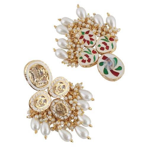 Image of Lucky Jewellery Back Meenakari 18k Gold Plated Set with Earring and Mang Tika Combo Uncut Big Faux Kundan Choker Necklace set (2415-J5SK-1815-PARENT)