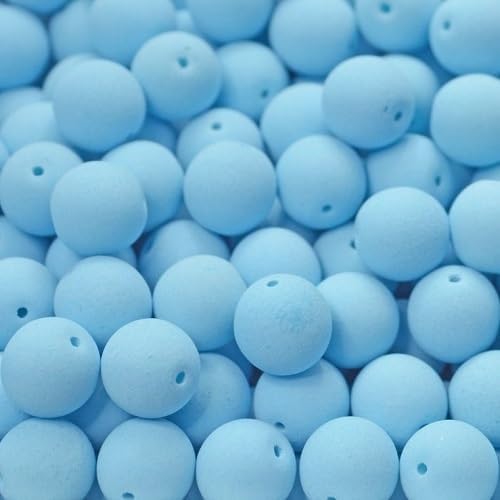 12 pcs Czech Round Pressed Glass Beads 8 mm Matte Neon Bondeli Light Blue 92927