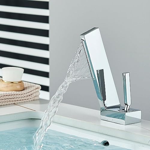 Robinet de lavabo moderne mitigeur de salle de bain eau chaude froide montage sur pont
