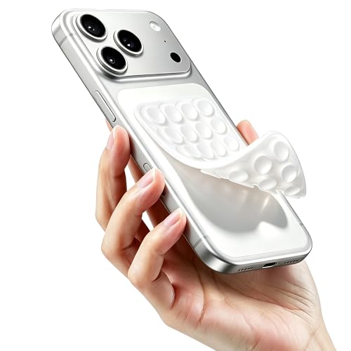 DreamsLink.LC Silicone Double-Sided Suction Phone Detachable Mount, Fidget Sticky Grip, Hands-Free for Makeup, Gym, Cooking, ASMR/TikTok Recording & Selfie – Content Creator Trendy Gift (White, Small)