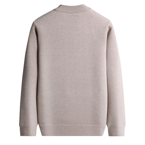 Winter Men's Thick Warm Knitted Sweater Round Neck Solid Color Casual Pullover Sweater3