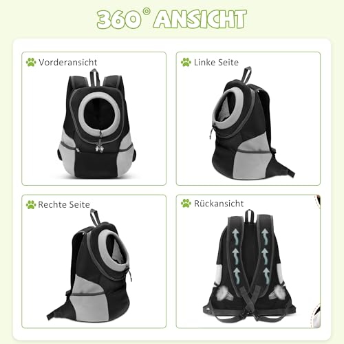 ALLSOPETS Hunderucksack, Tragbarer Haustierträger für Kleine Hunde und Katzen, Fahrrad- und Motorrad-Träger für Wandern, Camping und Outdoor (Kohlschwarz, M)
