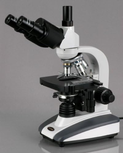 AmScope T360B-10M Digital Trinocular Compound Microscope, 40X-2000X Magnification, WF10x and WF20x Eyepieces, Brightfield, LED Illumination, Abbe Condenser, Double-Layer Mechanical Stage, Includes 10MP Camera with Reduction Lens and Software