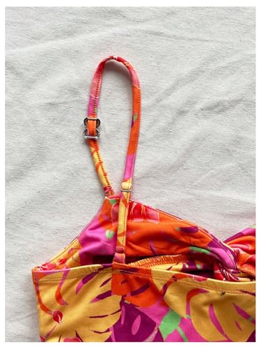 Floerns Women's Summer Tropical Twist Front Ruched Ruffle Hem Bodycon Cami Dress4