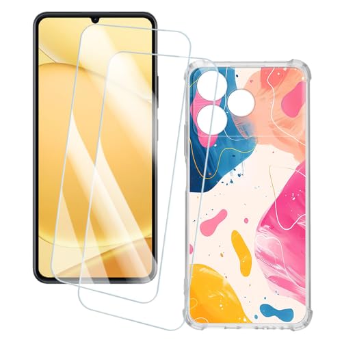 OAGELIM 2�Z�b�g �X�N���[���v���e�N�^�[ + �P�[�X OPPO Realme Note 80 4G (6.74 �C���`) �Ƃ̌݊������� �A�[�e�B�X�e�B�b�N�J�X�^���v�����g�J�o�[�Ƌ����K���X�t�B���� �X�N���b�`�h�~ (�J���t��)