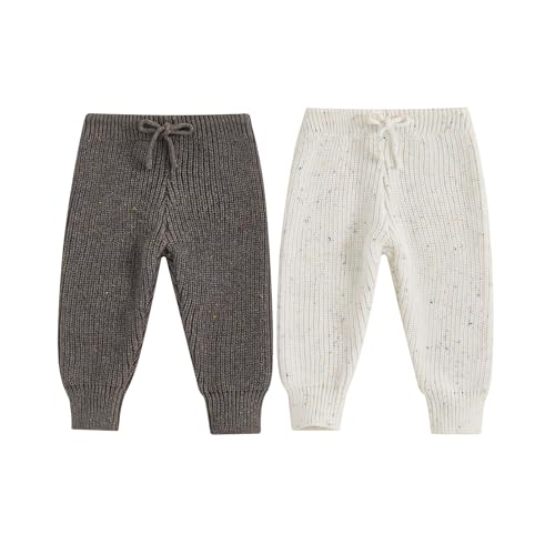 Image of Eadrioss Infant Baby Boy Girl Knit Leggings Cotton Knitted Solid Pants Tights Trousers 2 Pack Toddler Fall Winter Clothes
