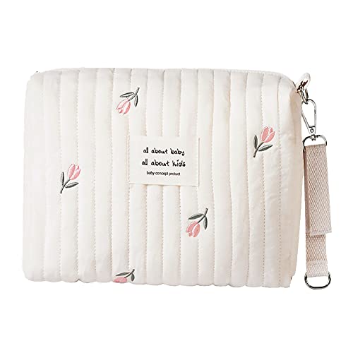 Image of Lushandy Baby Small Diaper Bag Mini Stroller Storage Bag Quilted Cotton Cute Organizer Pouch Kawaii Mommy Bag with Stroller Hooks