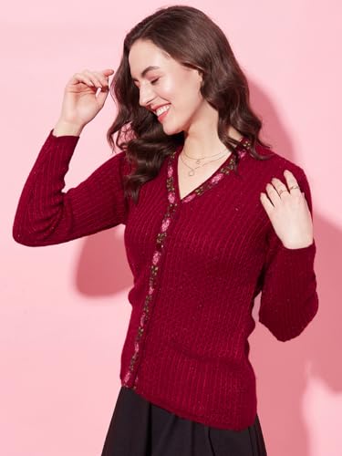 Image of Modeve Women V Neck Ethnic Sweater for Winter||Winterwear||