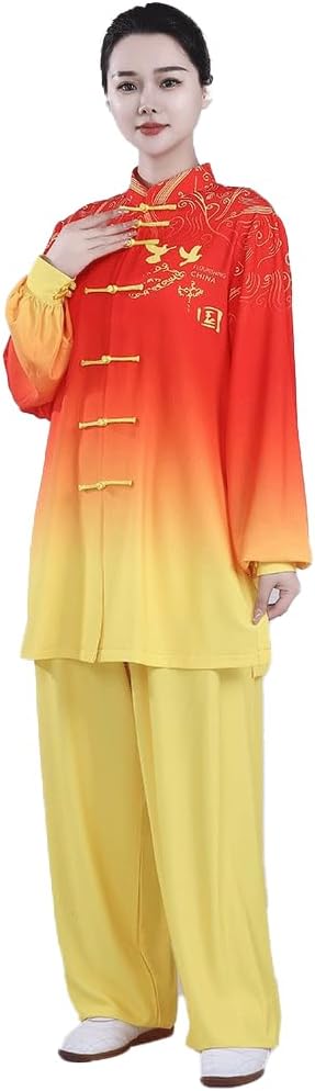 Unisex Cotton Blend Short Sleeves Tai Chi Long Sleeved Morning Exercise Uniform Kung Fu Clothing