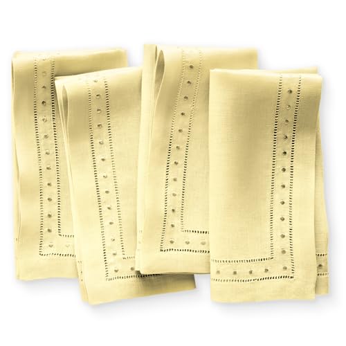 Servilletas de lino 18x18 pulgadas amarillo bordado miniatura 1