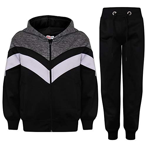 Survêtement enfant molletonné avec hoodie zippé et pantalon jogging sport unisexe 5 à 13 ans
