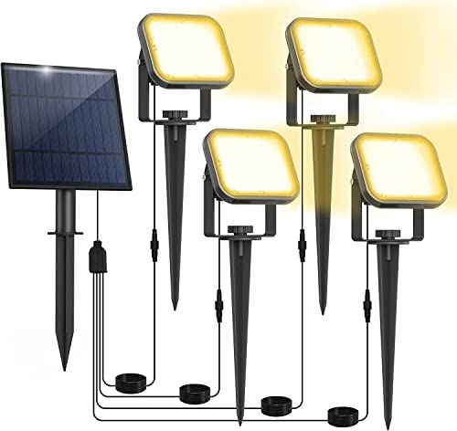 NATPOW Solar Gartenstrahler für Außen, 4-in-1 Solarleuchte Garten, IP65 Wasserdichte, Auto-ON/OFF Außenwandleuchten Landschaftsstrahler Gartenbeleuchtung für Bäume, Hof, Gartenweg (4000K)