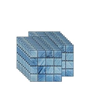 FBBULES 20PCS Mosaic Style Decorative Tile Stickers, Self Adhesive Wallpaper Waterproof Peel and Stick on Wall Tiles for Kitchen Bathroom Transformation, Dark Blue (10x10 cm/4x4 in)