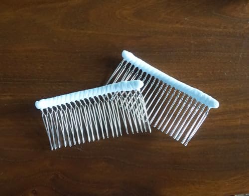 Peine metálico plateado con 22 dientes largos 2 piezas miniatura 2