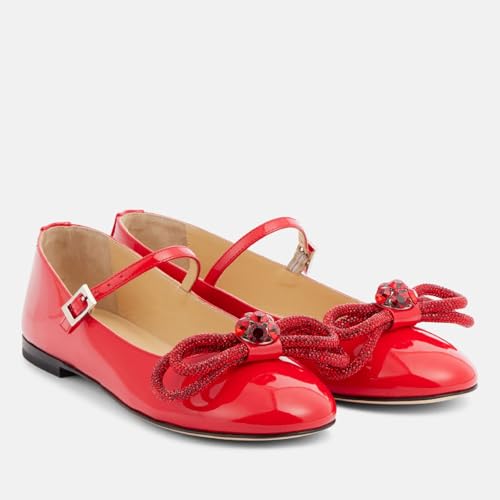 Women's Comfort Round Closed Toe Slip On Flat Shoes Chic Rhinestones Double Bows Ballet Flats Wedding Party Dressy Flats for Women3