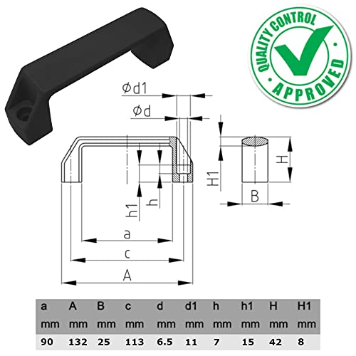 cyclingcolors 2X Heavy Duty Black Plastic 130mm 5 1/8" Industrial Commercial Door Pull Handle, Black, 130mm (longueur totale) - Image 3