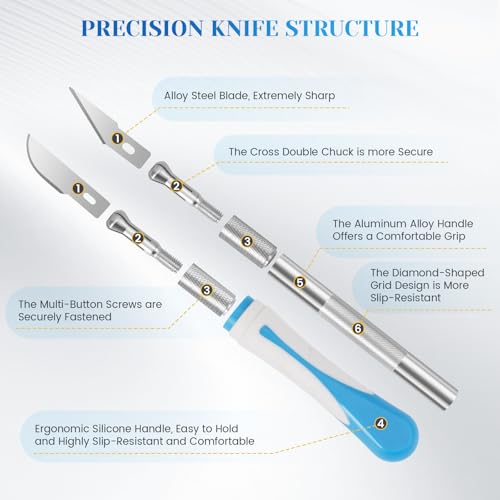 image for GRLCOOD 16 PCS Exacto Knife Set, 3 Craft Knife and 13 SK5 Steel Blades