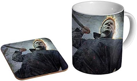 Michael Myers Halloween Ceramic Coffee Mug + Coaster Gift Set 