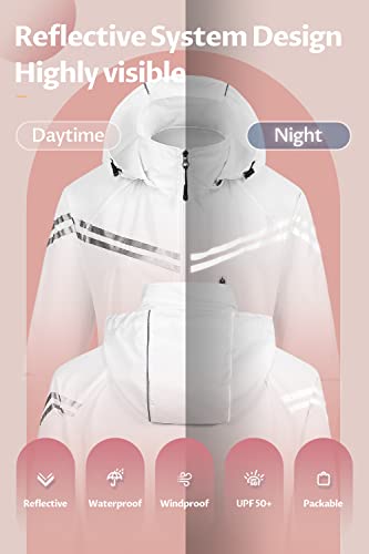 Image of CREATMO US Women's Sun Jackets Lightweight Packable Shirts UPF 50+ Hoodie Reflective Cycling Jacket With Detachable Hood