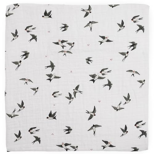 Image of Little Unicorn Muslin Swaddle Blanket for Newborns & Infants | Soft & Breathable Fabric | Baby Blanket for Swaddling, Nursing, Shower Gifts (Swallows)