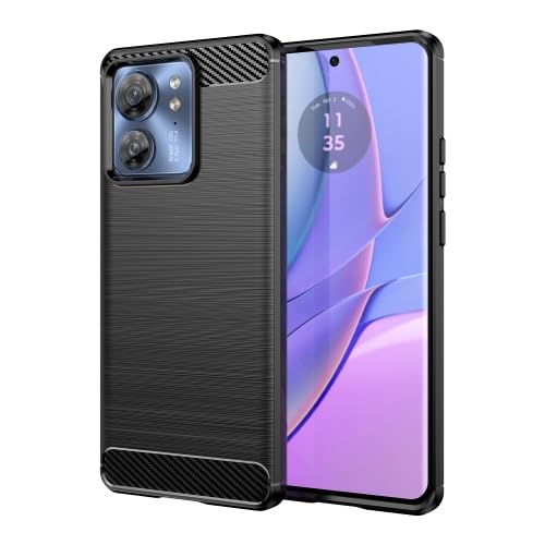 Image of NPRC Hybrid Ultra Slim Protective Case TPU Non-Slip Carbon Fiber Texture Shockproof Case Cover for Moto Edge 40 - Black