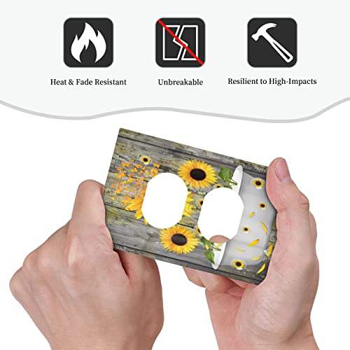 Rustic Sunflower Floral Butterfly In Bathtub Farmhouse 1 Gang Duplex Light Switch Cover Outlet Covers Decorative Wall Plate Receptacle Switchplate Electrical Faceplate For Bathroom Living Room Decor #TOP5