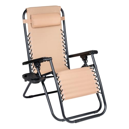 Hortan Poltrona Sdraio Reclinabile Con Cuscino Poggiatesta, Tavolino Portaoggetti, Seduta In Tessuto...