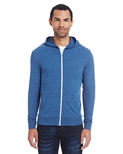 Threadfast Apparel Unisex Triblend Full-Zip Light Hoodie XS ROYAL BLK TRBLND
